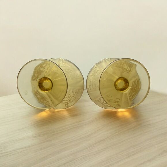 Vintage Federal Madrid Amber Depression Glass Dessert Sherbet Cups Set Of 2 - Picture 6 of 9